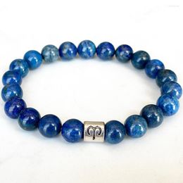 Link Bracelets MG1669 Aries Zodiac Womens Bracelet 8 MM Afghanistan Lapis Lazuli Energy Wrist Mala Natural Handmade Gemstone Jewellery