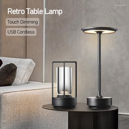 Table Lamps Retro Bar Lamp Luxury LED Desk Touch Dimming Night Light USB Cordless Decorative For Restaurant/el/Home