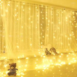 Strings Aferyou Curtain LED 3 3M 300LED String Light USB Fairy Icicle Copper Wire Remote Control Christmas Wedding Garden Window Outside
