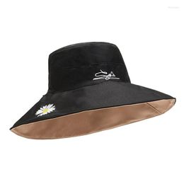 Wide Brim Hats Double Sided 11cm Big Sun Women's Summer Foldable Bucket Hat Fisherman Cap Reversible Travelling Beach Wild