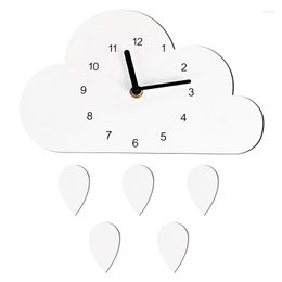 Wall Clocks Nordic Style Nursery Clock Wooden Cloud Water Droplets Hanging Decoration Decor Kids Children's Room