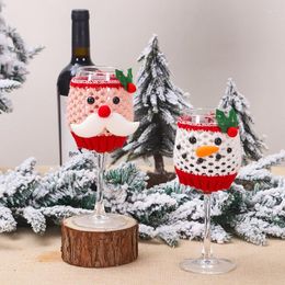 Christmas Decorations 2PCS Dinner Table For Home Santa Claus Snowman Shape Wine Glass Cover Bags Xmas Ornament Year Gifts