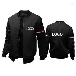 Men's Jackets Custom LOGO Coat Men's Stand Collar Jacket DIY Printed Male Zipper Tops Outdoor Leisure Clothes Spring And Autumn