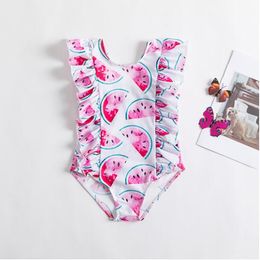 Baby Girls Summer One-Pieces Swimwear Print Swimming Suits Toddler Kids Flamingo Cartoon Cute Beach Swimsuit