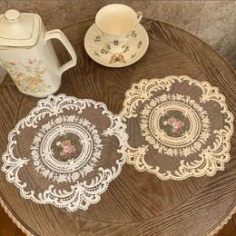 Table Mats Embroidery Craft Placemat European Style Lace Insulation Plate Mat Anti-scald Pads