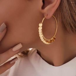 Hoop Earrings Exaggerated Gold Colour Disc Tassel Fashion Large For Women Earing Jewellery Earings Earring Kolczyki 1CF1