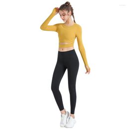 Active Sets 2023 Sports Yoga Suit Sexy Tight-fitting Long-sleeved Trousers Bra Three-piece Set Elastic Leggings Pilates Clothes Gym