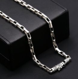 Chains 5mm S925 Sterling Silver Checkered Chain Necklace Men Male Pure Thai Rectangle Cross Link Jewelry GiftChains