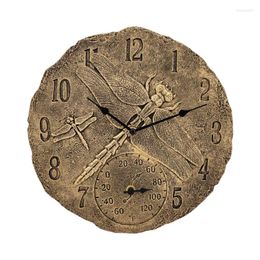 Wall Clocks Retro Clock Resin With Decorative Garden For Living-Room Office Outdoor Fence Gift