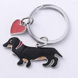 Keychains Key Chain Stainless Steel Dachshund Jewellery Dog Ring Women Girls Handbag Pendant Animal Car Accessories