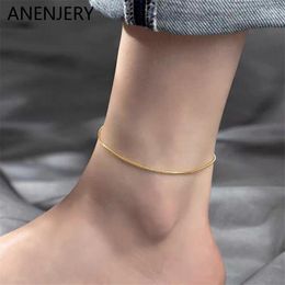 Anklets ANENJERY 316L Stainless Steel Classic Snake Bone Anklet Personality Simple Women's Titanium Not Allergy