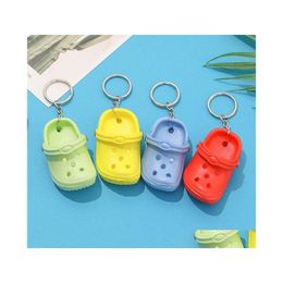 Shoe Parts Accessories 5 Colors 3D Mini Croc Keychain Hole Shoes Keyring Clog Sandal Party Favors Key Chains Cartoon Pendant Gift Dhfsy