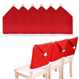 Chair Covers Santa Hat Back 6pcs Non-Woven Fabrics Cover Christmas Slipcovers For Dining Room