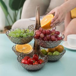 Plates 1/2/3 Multi Layer European Fruit Tray Nordic Multilayer Plastic Plate Can Household Candy Dried Box