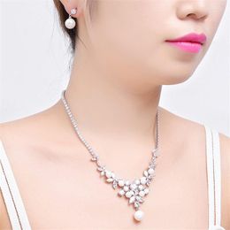 Necklace Earrings Set Korean Version Of The Bride Jewelry Wedding Bridal Party Dress Up Female Fashion Sweater Chain