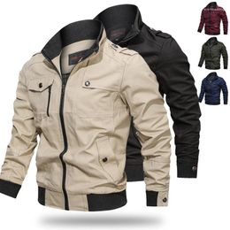 Men's Jackets 2023 Spring And Autumn Men's Bomber Jacket Casual Plus Size Male Military Cotton Pilot Coat Army Men Cargo Flight