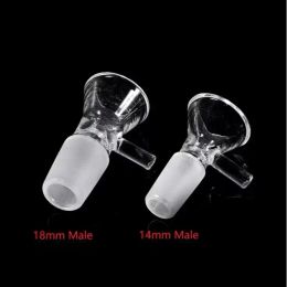 Glass Bowls Thick Round Filter Bowl With Handle 14mm 18mm Male Clear Color For Oil Rig Water Bong Tools