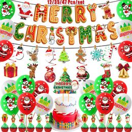 Party Decoration Merry Christmas Banner Garland Cake Decorations Santa Claus Latex Balloons For Home Xmas Gift Year Decor