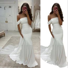 2023 Elegant Mermaid Wedding Dresses Bridal Gown Off The Shoulder Sleeveless Custom Made Beach Sweep Train Country Vestido De Novia Plus Size 403 403