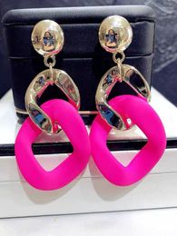 Hoop Earrings 2023 Fashion S925 Silver Needle Ladies Temperament Net Red Candy Contrast Exaggerated Long Simple Woman