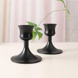 Candle Holders 2 Pcs Table Decoration Metal Candlestick Simple Golden Wedding Bar Party Living Room Home