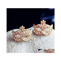 Stud Fashion Jewellery Cute Mask Earrings Rhinstone Face Maks Earring Drop Delivery Dhrzd