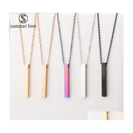 Pendant Necklaces Colorf Rec Necklace For Women Men Trendy Simple Stainless Steel Chain Jewelry Gift Wholesalez Drop Delivery Pendant Dhfzp