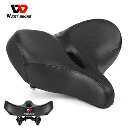 Saddles WEST BIKING Extra Wide MTB Bicycle Saddle Comfortable Thick Foam Shock Absorbtion Commuter Seat E-Bike Cycling Cushion 0130