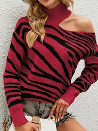 Women's Sweaters Sweater Oversize Sexy Women's Turtleneck Striped Top Female Knit Ladies Hollow Out Winter Clothes Korean Women Spliced