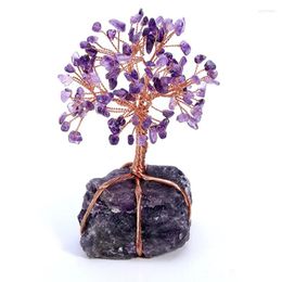 Pendant Necklaces FYJS Unique Rose Gold Colour Wire Wrap Tree Of Life Amethysts Stone Irregular Shape Green Aventurine Jewellery