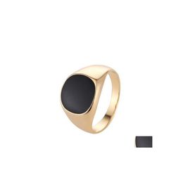 Band Rings Mens Punk Rock Smooth Steel Signet Ring For Men Hip Hop Party Jewellery Wholesale Male Wedding Drop Delivery Dhhxc