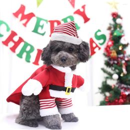 Dog Apparel Santa Claus Winter Cat Clothing With Christmas Hat Outdoor Comfortable Thermal Sweatshirt Washable Pet Supplies