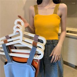 Women's Tanks Summer Female Foreign Style Suspenders Design Sense T-shirt Vest French Short Top Knitted Bottoming Shirt Tank