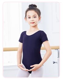 Stage Wear Children's Short-sleeved Ballet Leotard Summer Dance Practise Clothes Performance Dancewear Outfit For Girls C22188