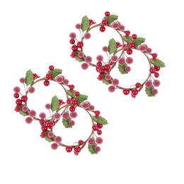 Decorative Flowers & Wreaths 4Pcs Xmas Mini Garland Candlestick Decorating Accessories Desktop Decors