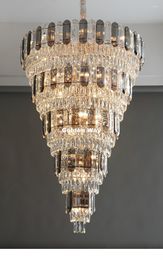 Pendant Lamps Modern Smokey Clear K9 Crystal Lamp LED Lustre D60cm Hanging Light Home Deco Lighting Fixture Luminaire