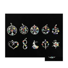 Charms 7 Chakra Stone Beads Pendant Yoga Healing Point Reiki Crystal Bead Health Amet Women Flower Pendants 1893 T2 Drop Delivery Je Dhdho