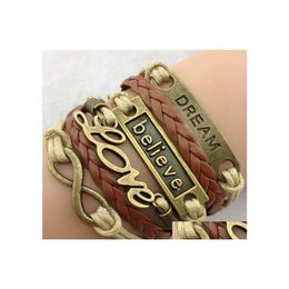 Charm Bracelets Beautifly Fashion Bohemian Leather Bracelet Pseras Love Believe Wrap Infinity Dh Drop Delivery Jewellery Dhrgk