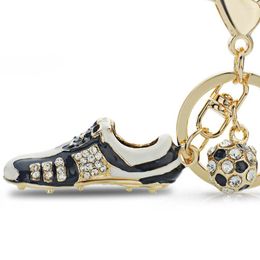 Keychains Crystal Football Soccer Shoes Rhinestone Exquisite Keychain Purse Buckle Pendant Lovely Women Stylish Simple Gift DK258