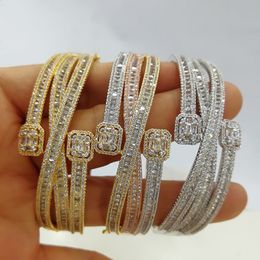 Bangle GODKI Maxi Size Crossover 3 colors Bracelet For Women Wedding Party Zircon Crystal Engagement DUBAI Bridal Jewelry Gifts 230130