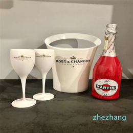 2glassbucket New Moet Champagne Flutes Glasses Plastic Wine Cooler Glasses Dishwasher White Moet Acrylic Champagne Buckets