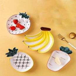 Plates Nordic Style Creative Fruit Ceramic Plate Pineapple Banana Shape Dinner Snack Microwave Oven Personalized Cute