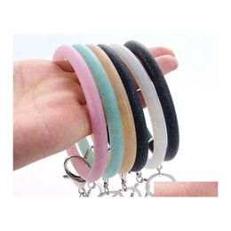 Party Favor Sile Wrist Key Ring Fashion Glitter Bracelet Sports Keychain Bracelets Bangle Round Rings Large Cute Keyring Gifts Wll53 Dhzgg