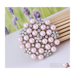 Pins Brooches 2 Inch Sier Tone Pink Pearl And Rhinestone Pins Jewellery Crystal Brooch 481 H1 Drop Delivery Dhqzv