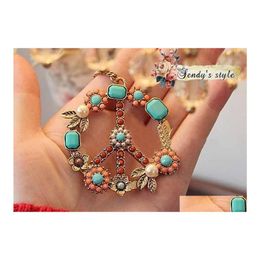 Pendant Necklaces Long Chain Choker Pendants Peace Symbol Necklace Antiwar Flower Drop Delivery Jewellery Dh2Py