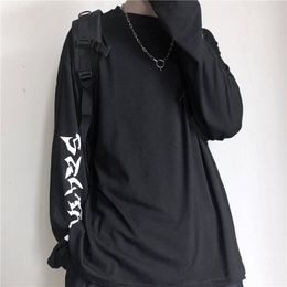 Men's T-Shirts Cool Harajuku Ins Tshirt Hip Hop T-shirts Men Women Casual Korean T Shirt Long Sleeve Loose Tshirt Streetwear Autumn Tops Male 230130