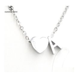 Pendant Necklaces Az Alphabet Stainless Steel Necklace 26 Intial Letter Heart For Women Valentines Day Jewelryz Drop Delivery Jewelr Dhvod