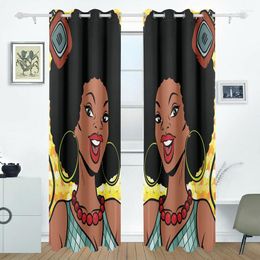 Curtain Black Hair African Women Pattern Blackout Curtains For Living Room The Bedroom Window Shades Blinds Out Custom