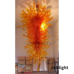 Contemporary Suspension Lamps Orange Color 40*72 Inches 100% Mouth Blown Glass Chandelier LED Lights Fancy Ceiling Lighting Manufacturer Direct Store LR140