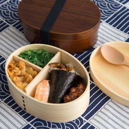 Dinnerware Sets Lunch Box Japanese Bento Container Wooden Sushi Snack Small Lunchbox For Kids Children School Picnic Wood Tableware